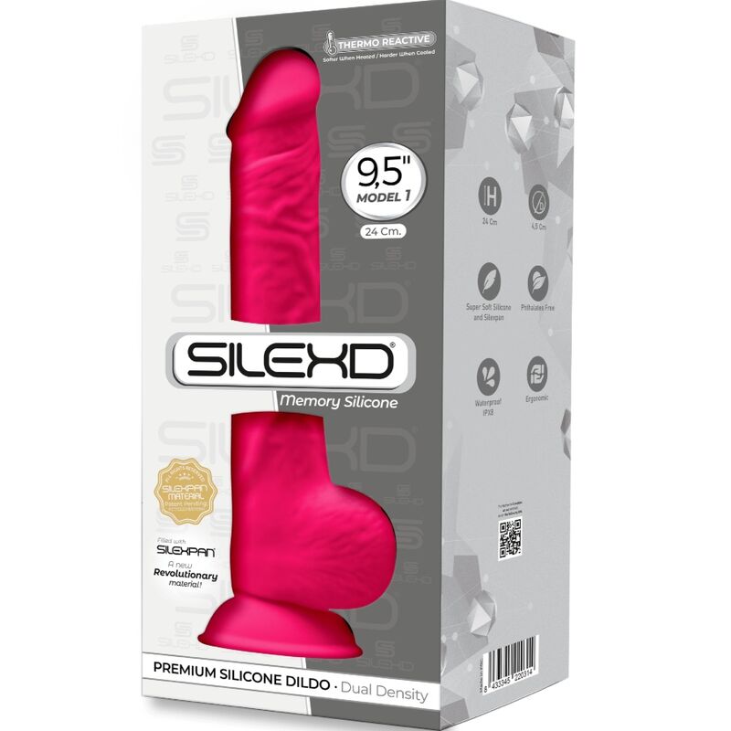 SILEXD MODELO 1 PENE REALISTICO SILICONA PREMIUM SILEXPAN FUCSIA 24 CM