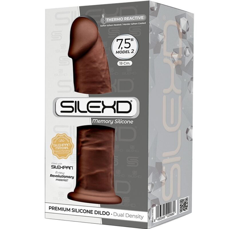 SILEXD MODELO 2 PENE REALISTICO SILICONA PREMIUM SILEXPAN MARRON 19 CM