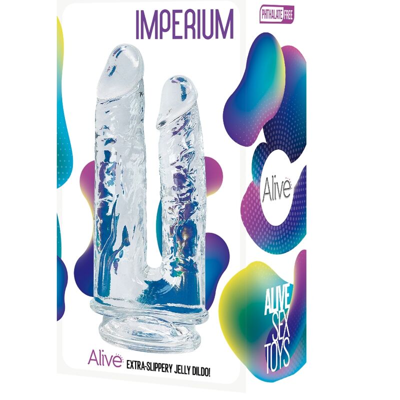 ALIVE IMPERIUM PENE REALISTICO DOBLE TRANSPARENTE 12 14 CM