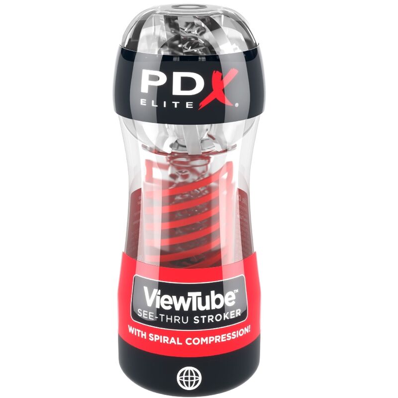 PDX ELITE MASTURBADOR STROKER VIEWTUBE 2 COMPRESION ESPIRAL TRANSPARENTE