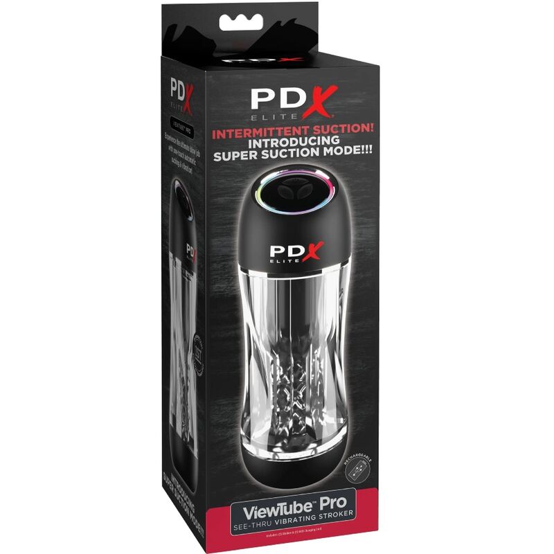 PDX ELITE MASTURBADOR STROKER VIEWTUBE PRO VIBRADOR TRANSPARENTE