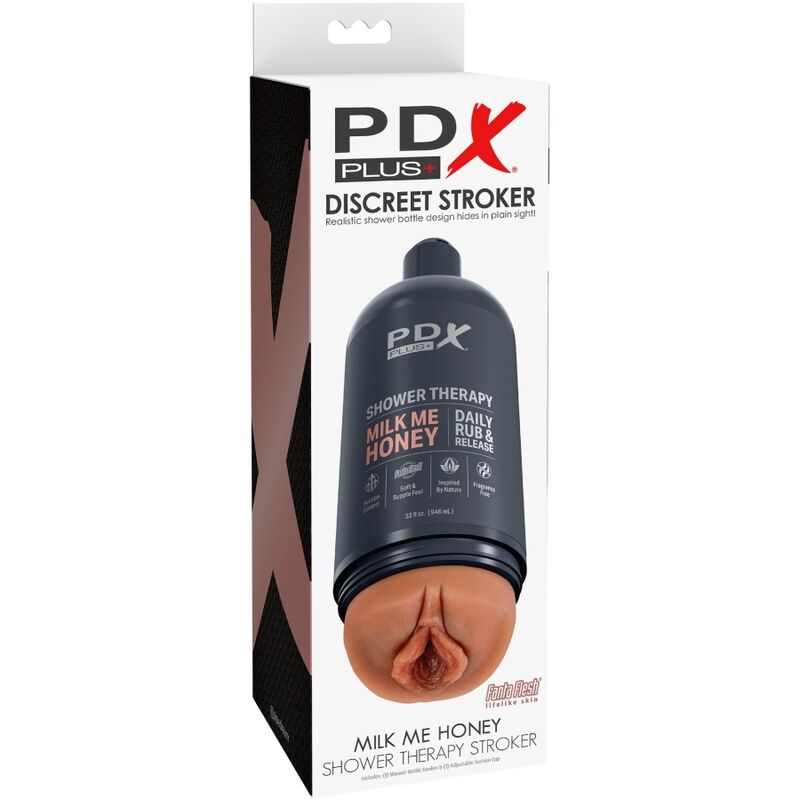 PDX PLUS MASTURBADOR STROKER DISEyO DISCRETO DE BOTE CHAMPU MILK ME HONEY CARAMELO