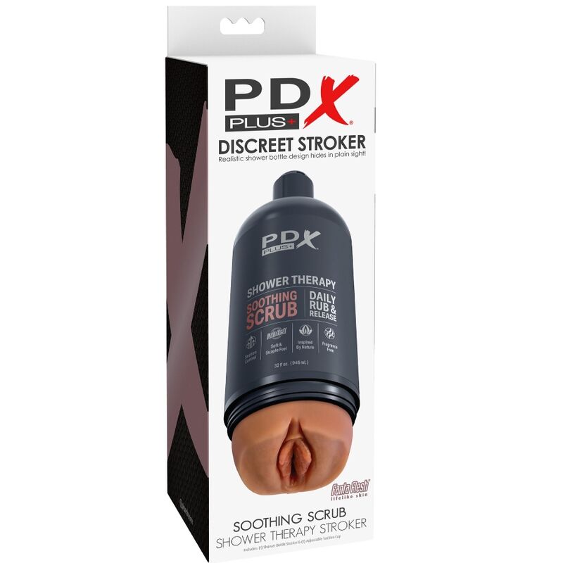 PDX PLUS MASTURBADOR STROKER DISEyO DISCRETO DE BOTE CHAMPU SOOTHING SCRUB CARAMELO