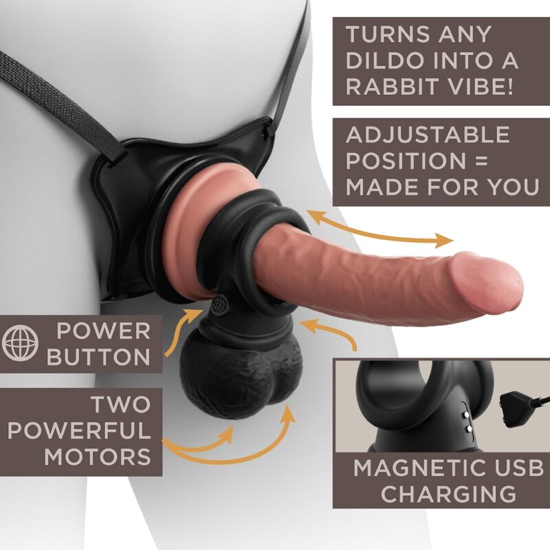 KING COCK ELITE ANILLO CON TESTICULOS DE SILICONA VIBRADOR