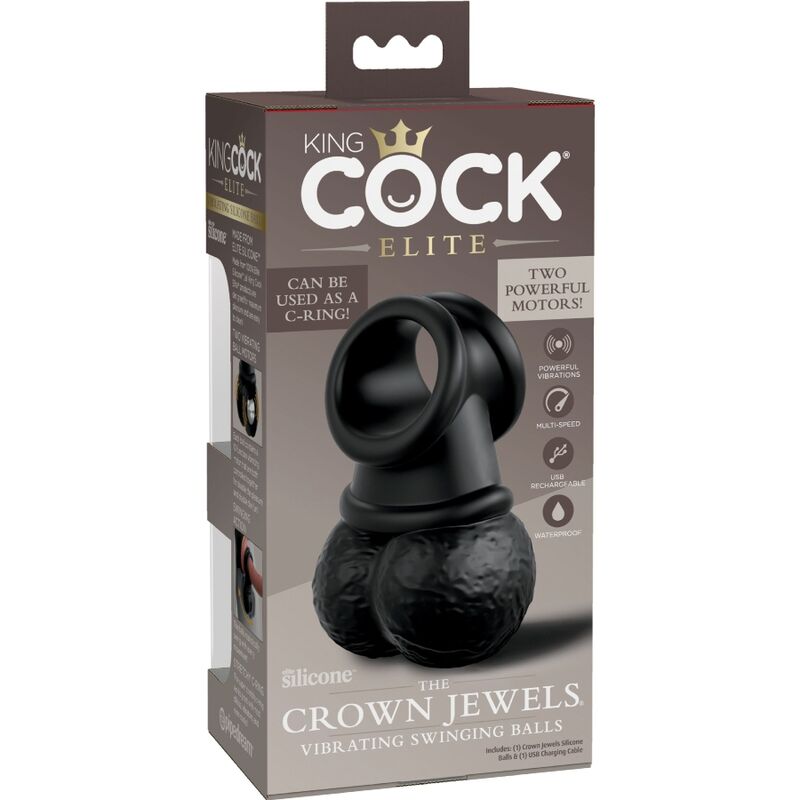 KING COCK ELITE ANILLO CON TESTICULOS DE SILICONA VIBRADOR