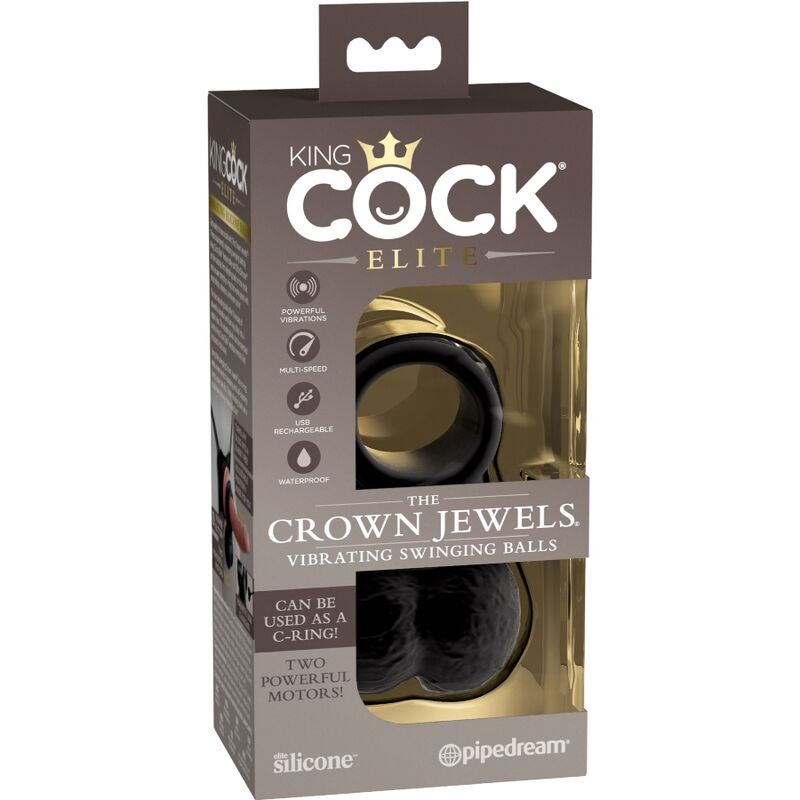 KING COCK ELITE ANILLO CON TESTICULOS DE SILICONA VIBRADOR