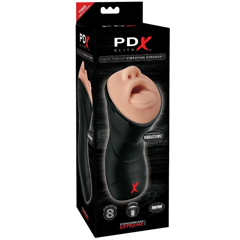 PDX ELITE STROKER REALISTICO GARGANTA PROFUNDA CON VIBRACION