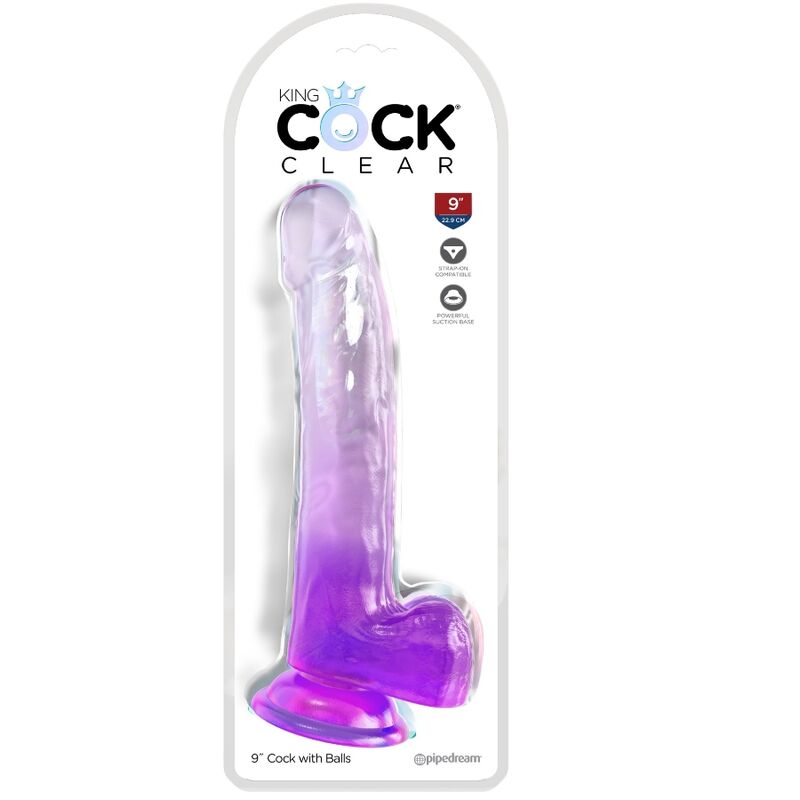 KING COCK CLEAR DILDO CON TESTICULOS 203 CM MORADO