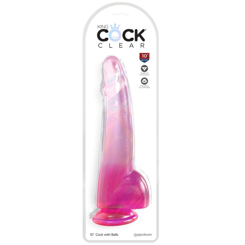 KING COCK CLEAR DILDO CON TESTICULOS 19 CM ROSA