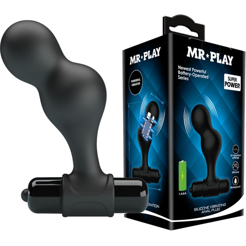 MR PLAY PLUG ANAL VIBRADOR DE SILICONA NEGRO