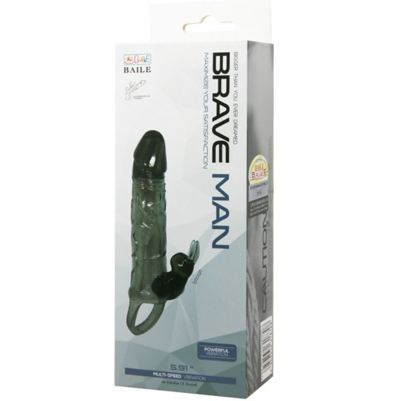 BRAVE MAN FUNDA REALISTICA PENE CON RABBIT 165 CM NEGRO