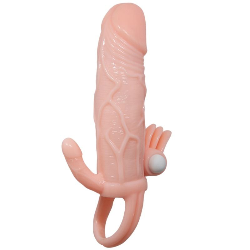 BRAVE MAN FUNDA PENE ANAL Y CLITORIS VIBRADOR 165 CM NATURAL