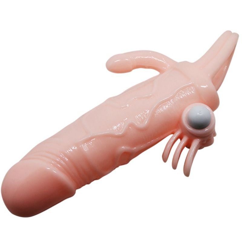 BRAVE MAN FUNDA PENE ANAL Y CLITORIS VIBRADOR 165 CM NATURAL