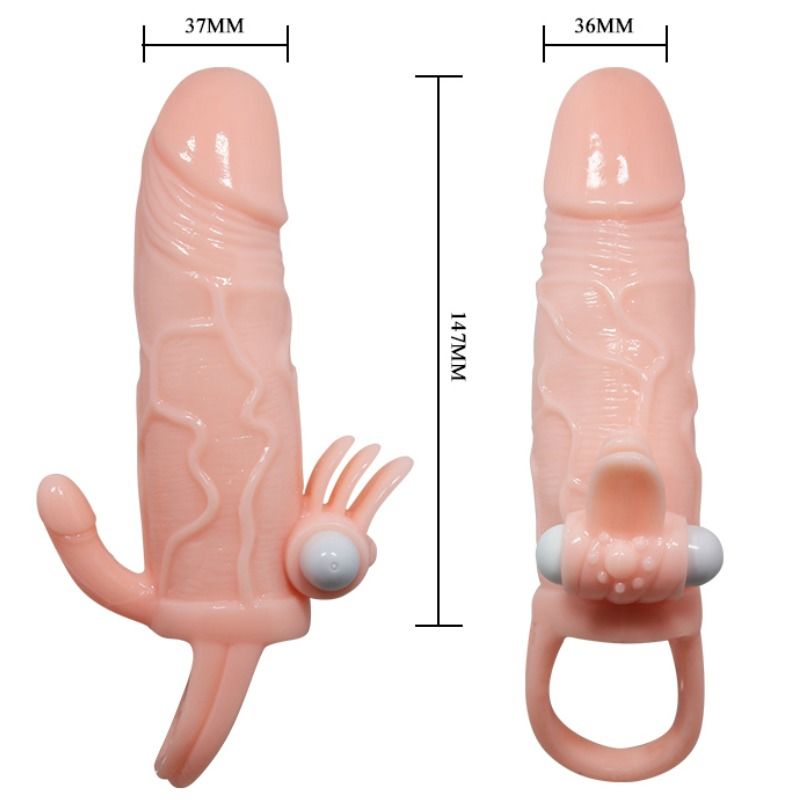 BRAVE MAN FUNDA PENE ANAL Y CLITORIS VIBRADOR 165 CM NATURAL