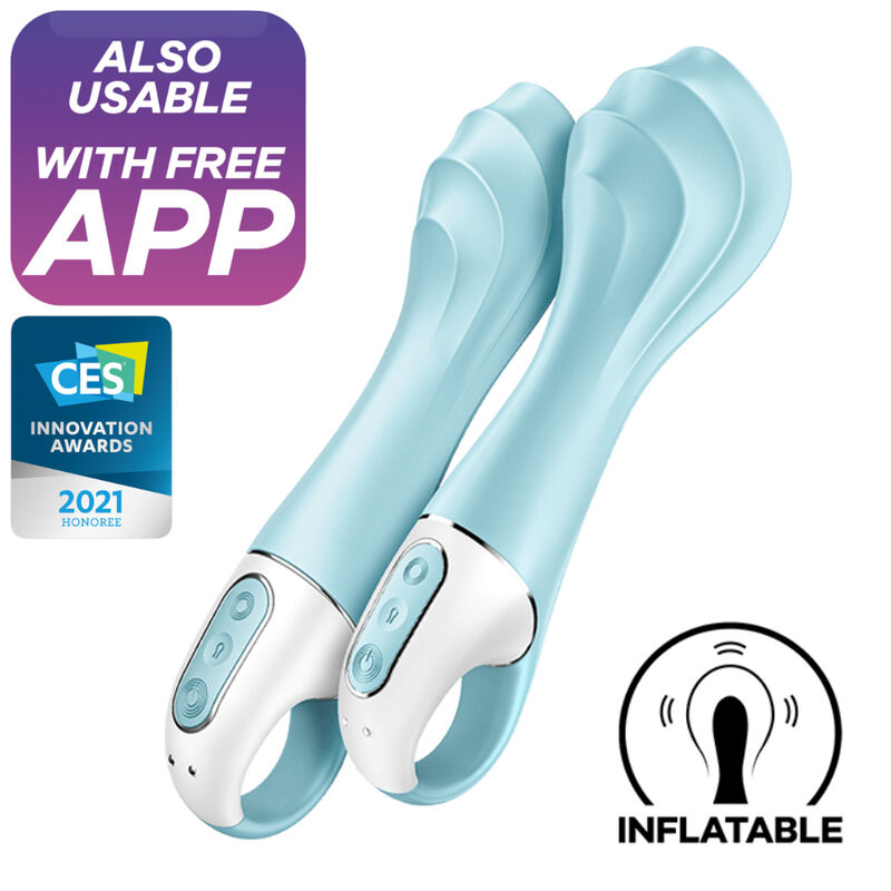 SATISFYER AIR PUMP VIBRATOR 5 VIBRADOR PUNTO G INFLABLE APP AZUL