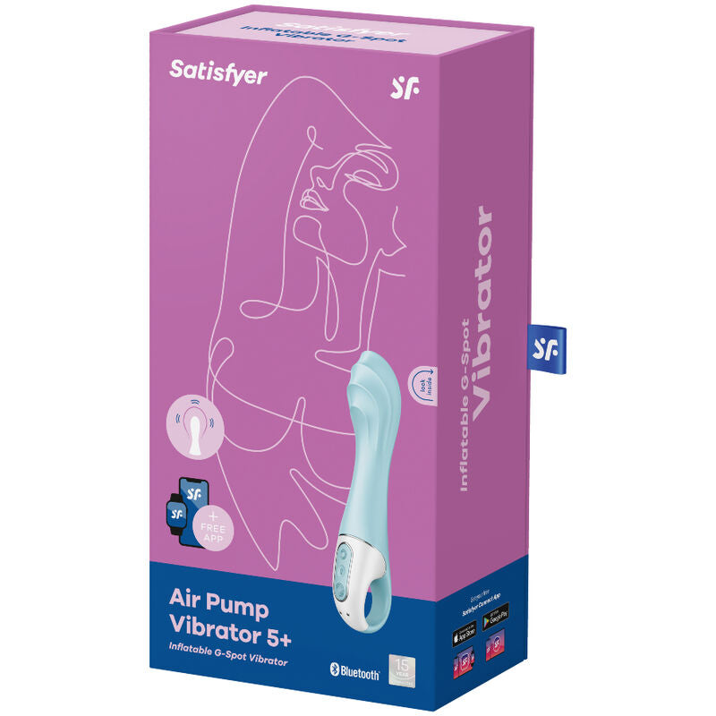 SATISFYER AIR PUMP VIBRATOR 5 VIBRADOR PUNTO G INFLABLE APP AZUL