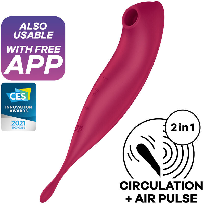 SATISFYER TWIRLING PRO ESTIMULADOR Y VIBRADOR APP ROJO