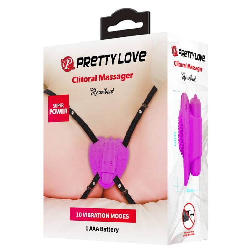 PRETTY LOVE MASAJEADOR DE CLITORIS HEARTBEAT 10 MODOS DE VIBRACION MORADO