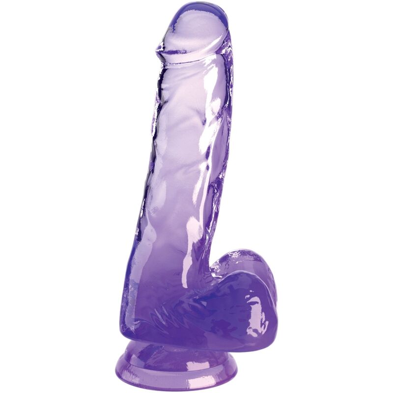 KING COCK CLEAR PENE REALISTICO CON TESTICULOS 135 CM MORADO