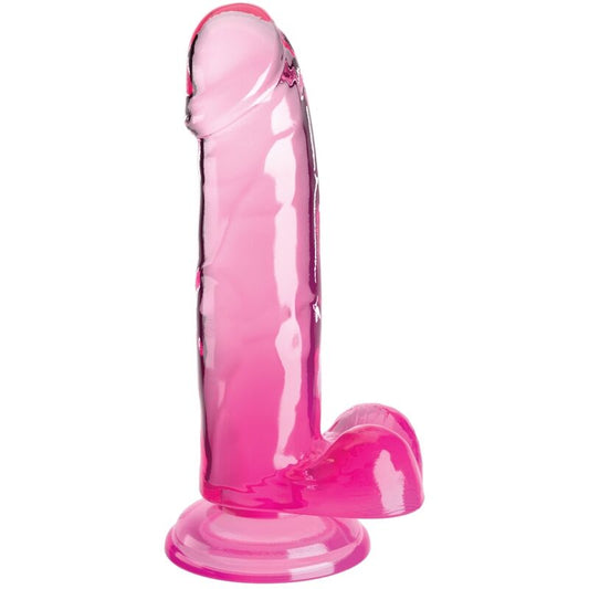 KING COCK CLEAR PENE REALISTICO CON TESTICULOS 152 CM ROSA