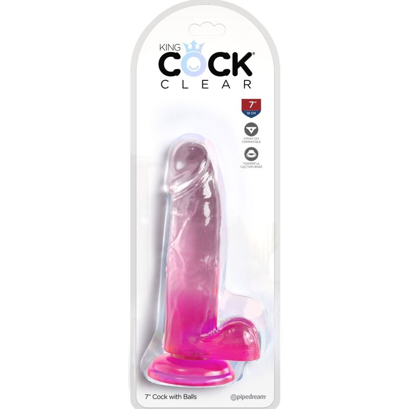 KING COCK CLEAR PENE REALISTICO CON TESTICULOS 152 CM ROSA