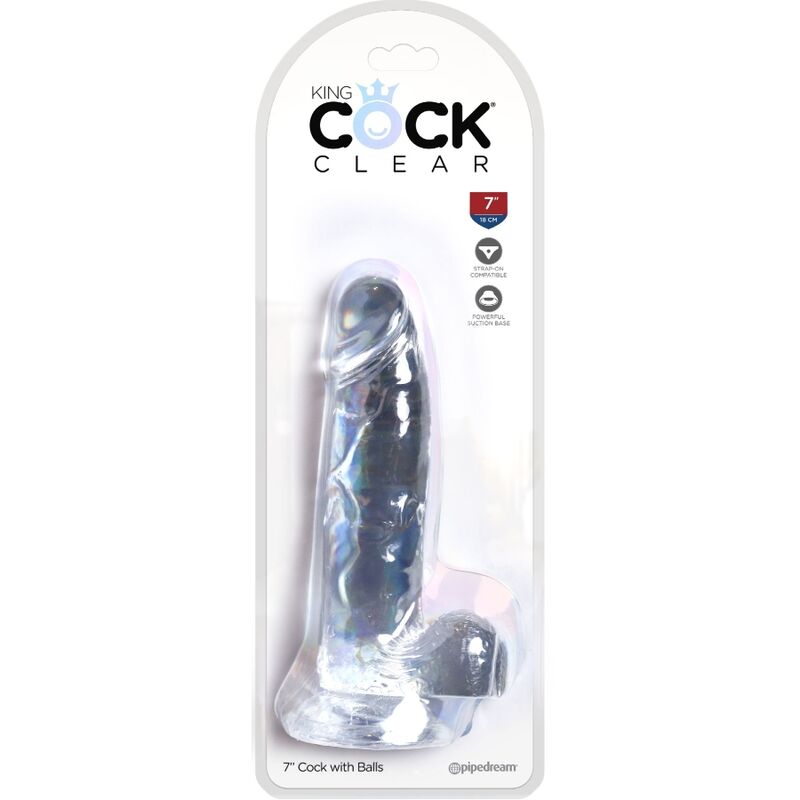 KING COCK CLEAR PENE REALISTICO CON TESTICULOS 152 CM TRANSPARENTE