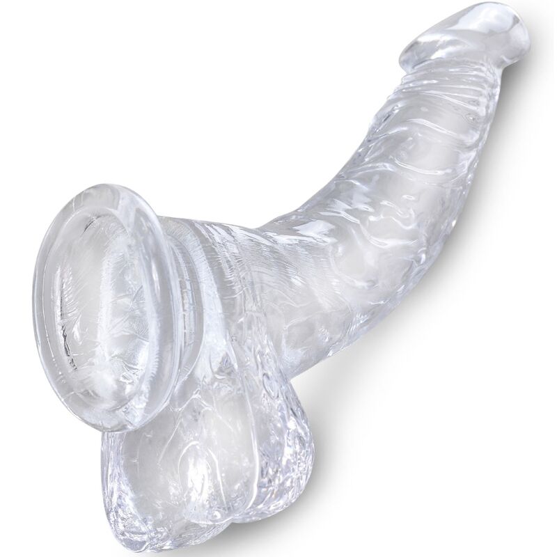 KING COCK CLEAR PENE REALISTICO CURVADO CON TESTICULOS 165 CM TRANSPARENTE