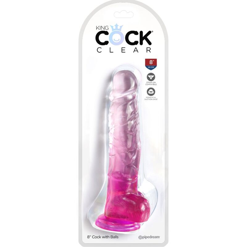 KING COCK CLEAR PENE REALISTICO CON TESTICULOS 165 CM ROSA