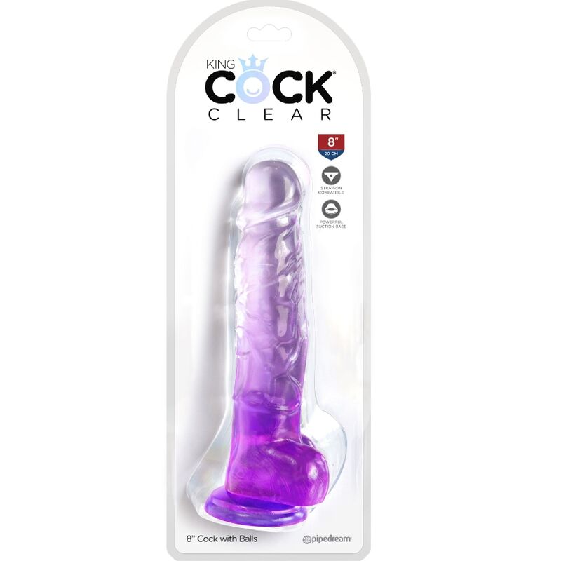 KING COCK CLEAR PENE REALISTICO CON TESTICULOS 165 CM MORADO