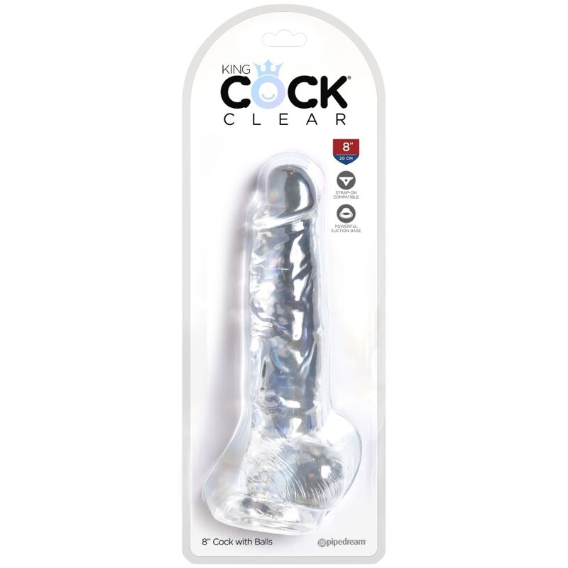 KING COCK CLEAR PENE REALISTICO CON TESTICULOS 165 CM TRANSPARENTE