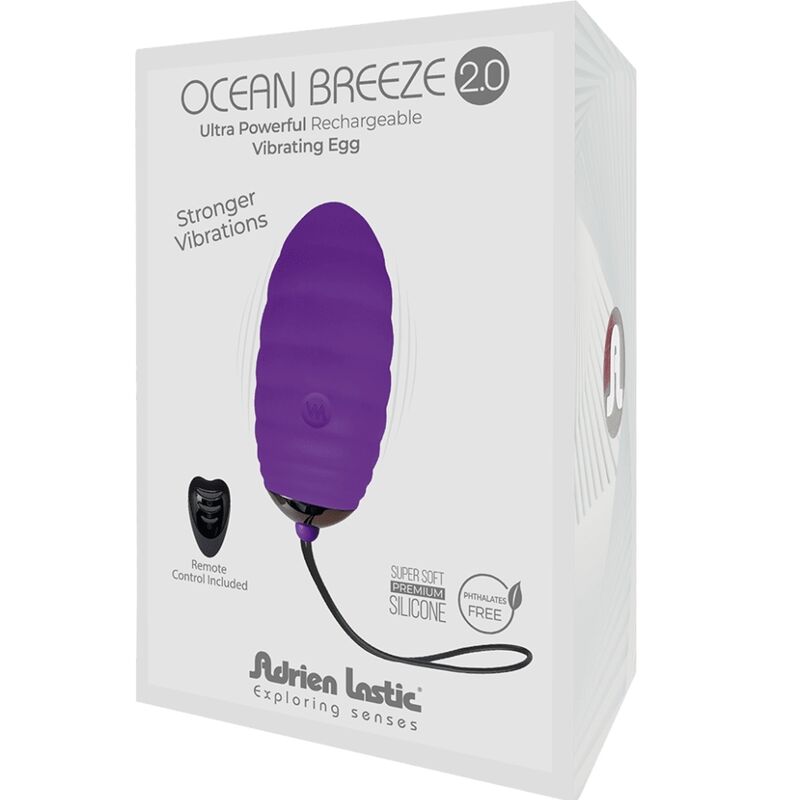 ADRIEN LASTIC OCEAN BREEZE 20 HUEVO VIBRADOR RECARGABLE CONTROL REMOTO VIOLETA