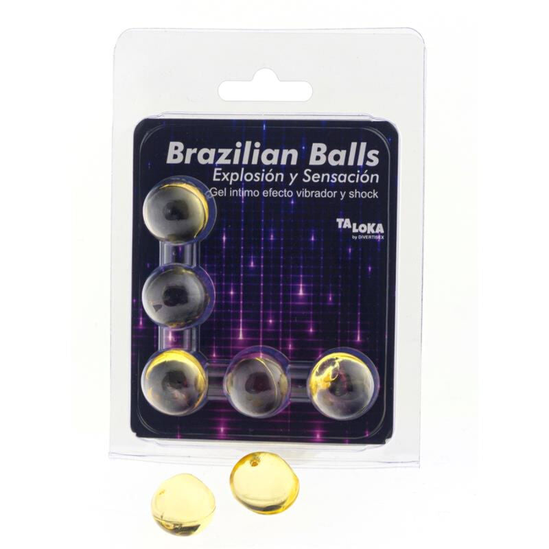 TALOKA BRAZILIAN BALLS GEL EXCITANTE EFECTO VIBRACIoN Y SHOCK 5 BOLAS