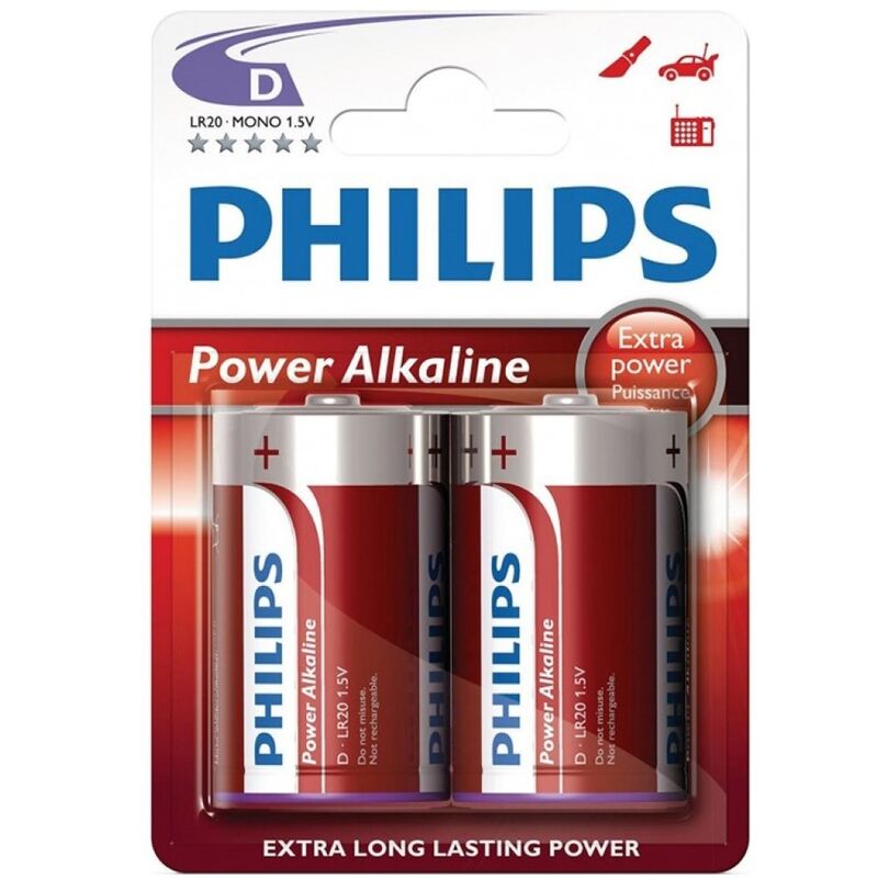 PHILIPS POWER ALKALINE PILA D LR20 BLISTER2