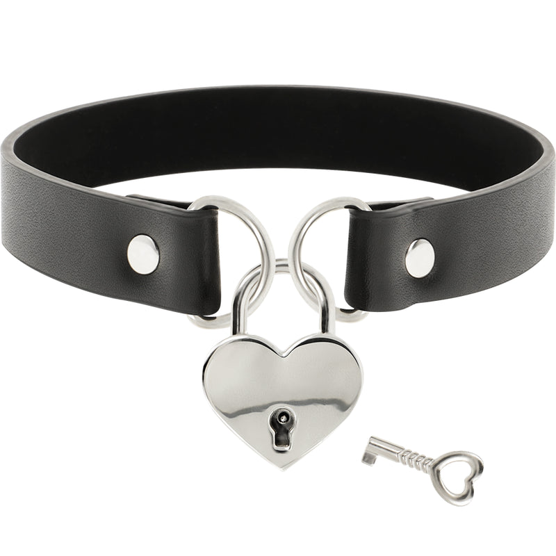 COQUETTE CHIC DESIRE COLLAR CUERO VEGANO ACCESORIO CORAZoN CON LLAVE