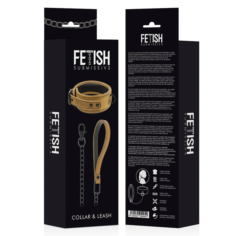 FETISH SUBMISSIVE ORIGEN COLLAR CON CADENA CON FORRO DE NEOPRENO