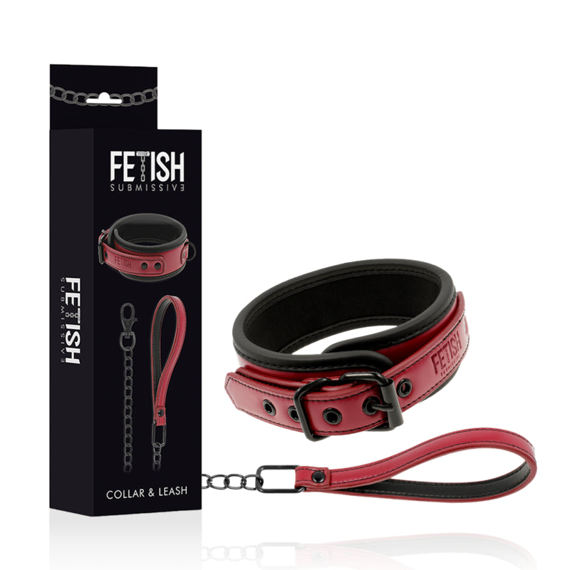 FETISH SUBMISSIVE DARK ROOM COLLAR CON CADENA CON FORRO DE NEOPRENO