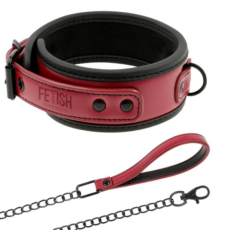 FETISH SUBMISSIVE DARK ROOM COLLAR CON CADENA CON FORRO DE NEOPRENO