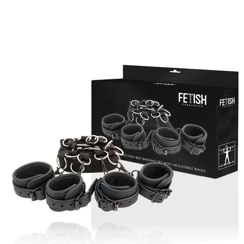 FETISH SUBMISSIVE SET ATADURAS CAMA LUXURY CON FORRO DE NEOPRENO