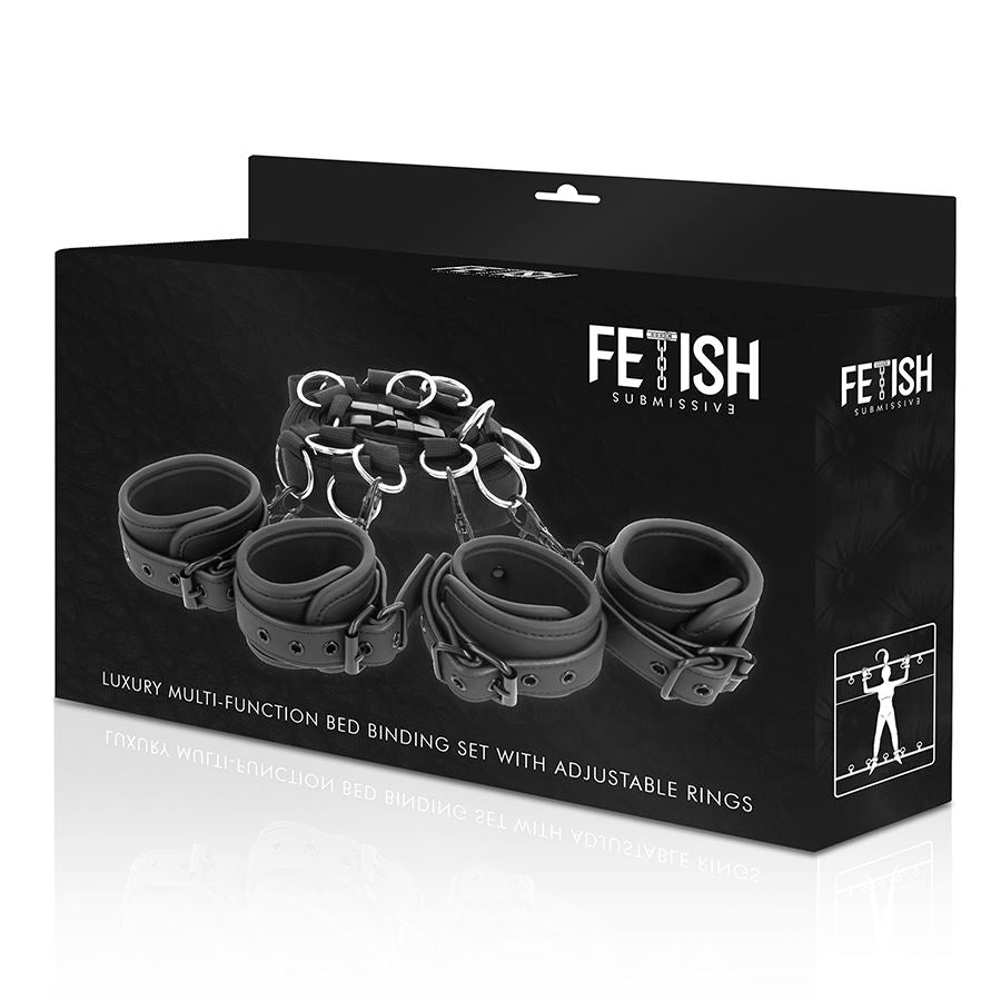 FETISH SUBMISSIVE SET ATADURAS CAMA LUXURY CON FORRO DE NEOPRENO