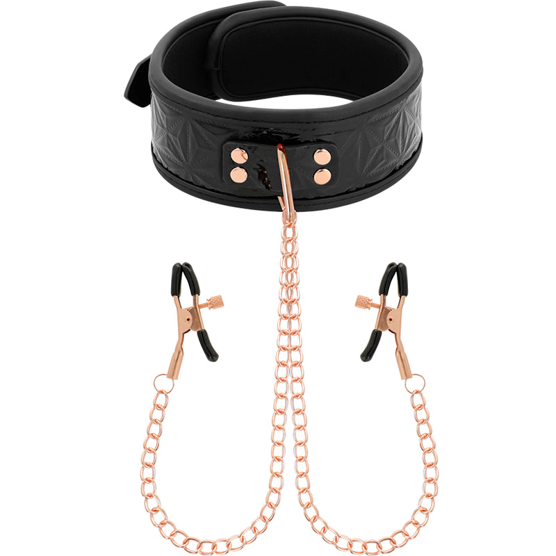 BEGME BLACK EDITION COLLAR CON CADENAS Y PINZAS PEZONES CON FORRO DE NEOPRENO