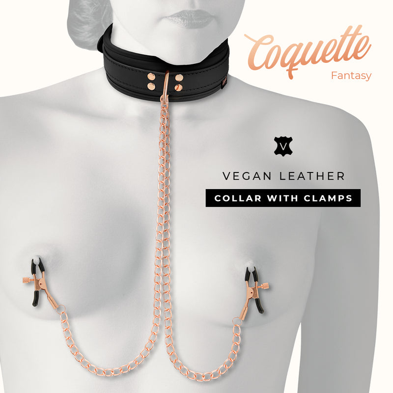 COQUETTE CHIC DESIRE FANTASY COLLAR CON PINZAS PEZONES CON FORRO DE NEOPRENO