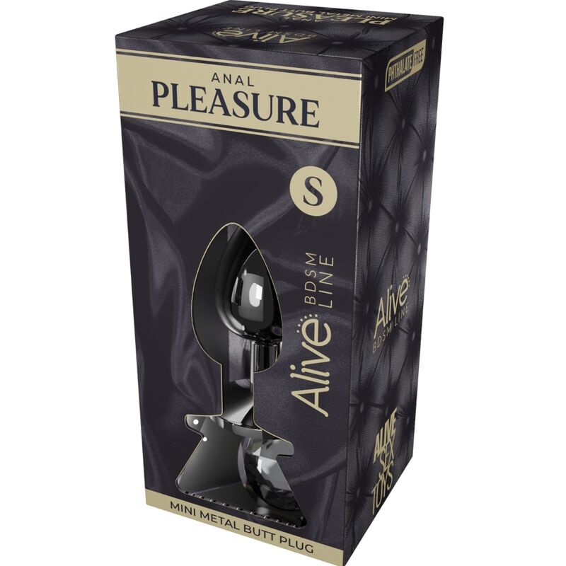 ALIVE ANAL PLEASURE MINI PLUG METAL NEGRO TALLA S