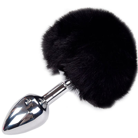 ALIVE ANAL PLEASURE PLUG LISO METAL POMPON NEGRO TALLA M