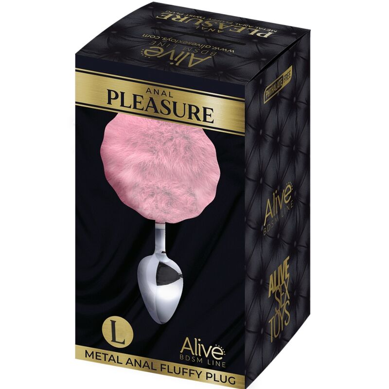 ALIVE ANAL PLEASURE PLUG LISO METAL POMPON ROSA TALLA S