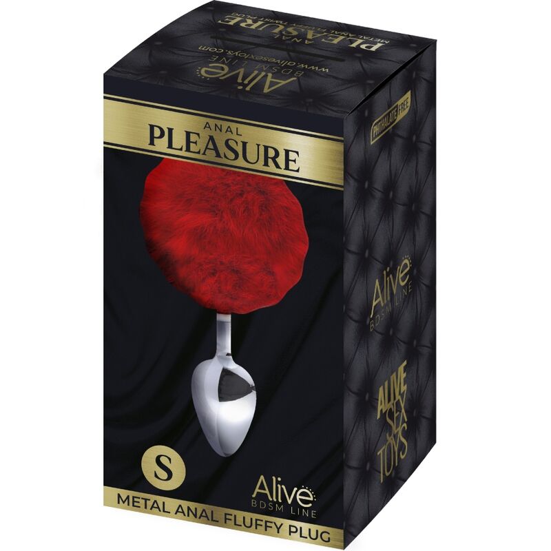 ALIVE ANAL PLEASURE PLUG LISO METAL POMPON ROJO TALLA S