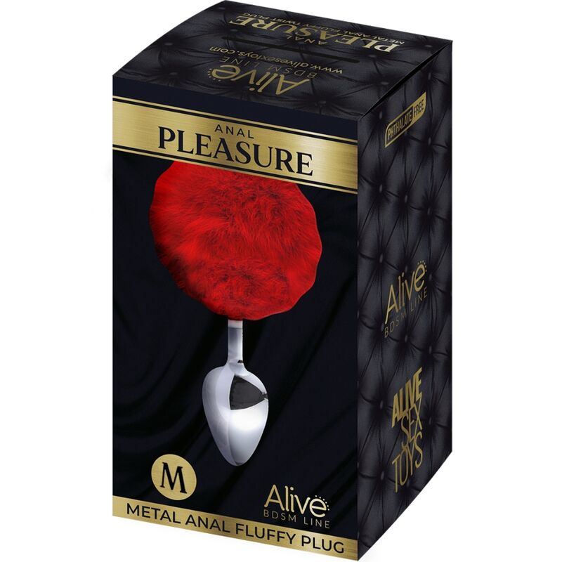 ALIVE ANAL PLEASURE PLUG LISO METAL POMPON ROJO TALLA M