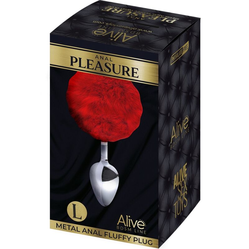 ALIVE ANAL PLEASURE PLUG LISO METAL POMPON ROJO TALLA L