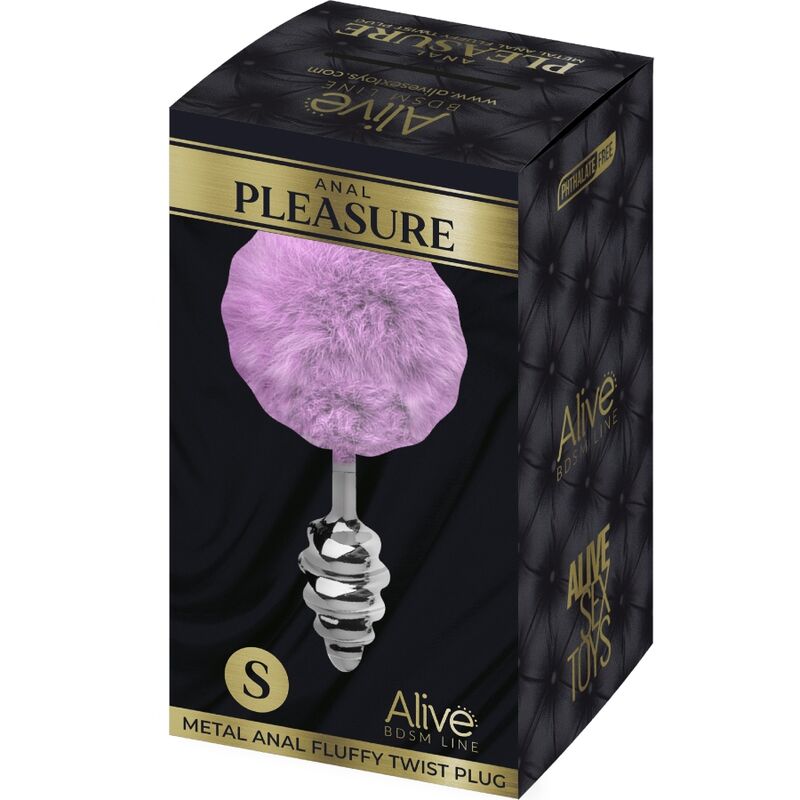 ALIVE ANAL PLEASURE PLUG ESPIRAL METAL POMPON VIOLETA TALLA S