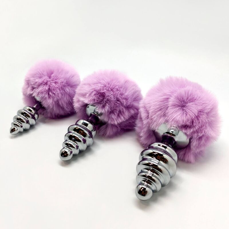 ALIVE ANAL PLEASURE PLUG ESPIRAL METAL POMPON VIOLETA TALLA L