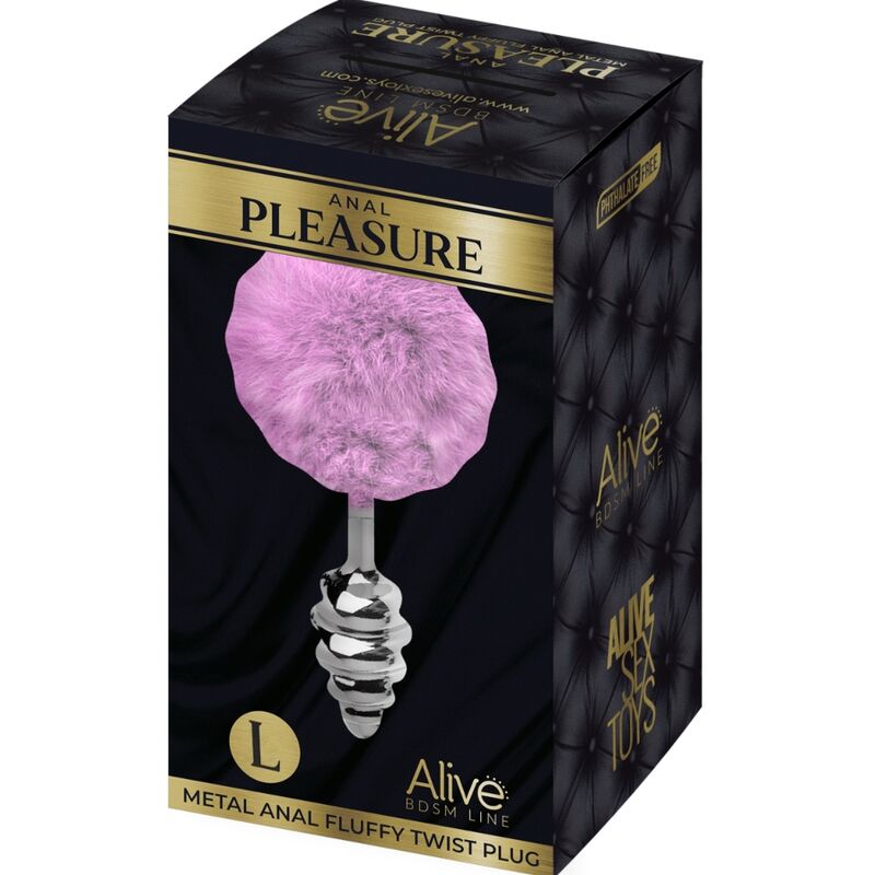 ALIVE ANAL PLEASURE PLUG ESPIRAL METAL POMPON VIOLETA TALLA L